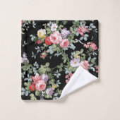Zwarte  Floral Bath-handdoekset Bad Handdoek (Wasdoekje)