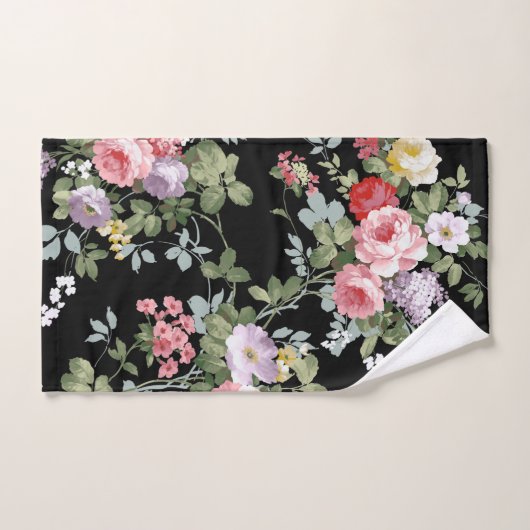 Zwarte Floral Bath-handdoekset Bad Handdoek (Handdoek)