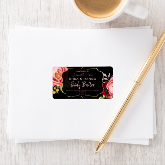Zwarte Floral Body Butter Labels (Insitu)