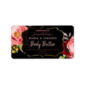 Zwarte Floral Body Butter Labels (Voorkant)