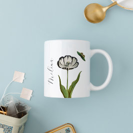 Zwarte Floral Botanical Minimal Floral Tweekleurige Koffiemok