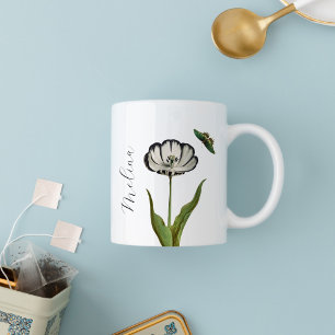 Zwarte Floral Botanical Minimal Floral Tweekleurige Koffiemok