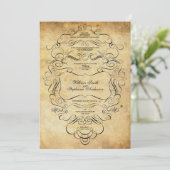 Zwarte  Floral  bruiloft Kaart (Staand voorkant)