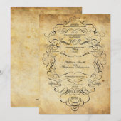 Zwarte  Floral  bruiloft Kaart (Voorkant / Achterkant)