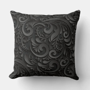 Zwarte Floral/Damask omkeerbare decoratieve piloot Kussen