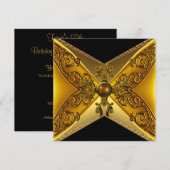 Zwarte Floral Gold Jewel 50e verjaardag Kaart (Voorkant / Achterkant)