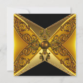 Zwarte Floral Gold Jewel 50e verjaardag Kaart (Voorkant)