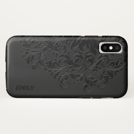 Zwarte  Floral Lace Case-Mate iPhone Case (Achterkant (horizontaal))
