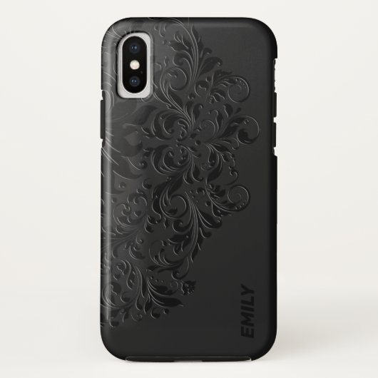 Zwarte  Floral Lace Case-Mate iPhone Case (Achterkant)