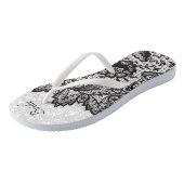 Zwarte Floral Lace en witte glitter Teenslippers (Schuin)