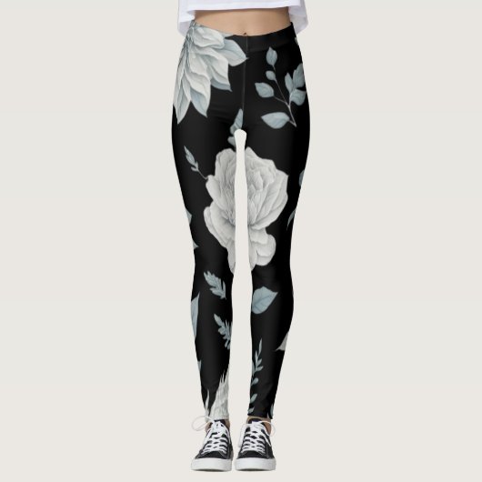 Zwarte Floral-Leggings Leggings (Voorkant)