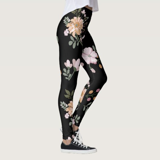 Zwarte Floral-Leggings Leggings (Rechts)