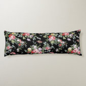 Zwarte  Floral Lichaamskussen (Achterkant)