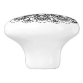 Zwarte Floral Mandala 2 Keramische Knop (Zijkant)