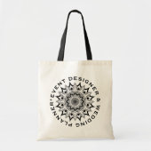 Zwarte Floral Mandala aangepaste tekst Canvas tas (Voorkant)