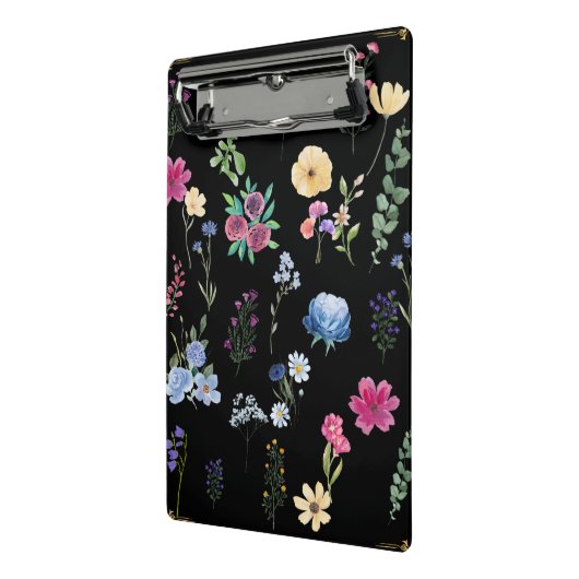  zwarte Floral Mini Klembord (Angled2)