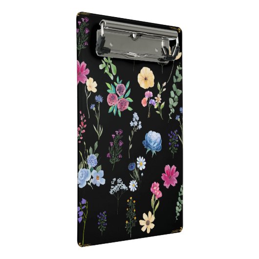  zwarte Floral Mini Klembord (Schuin)