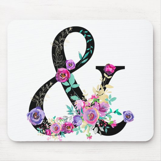 Zwarte Floral Modern Ampersand Chic Rustin Land Muismat (Voorkant)