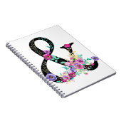 Zwarte Floral Modern Ampersand Chic Rustin Land Notitieboek (Rechterzijde)