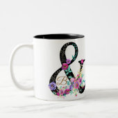 Zwarte Floral Modern Ampersand Chic Rustin Land Tweekleurige Koffiemok (Links)