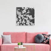 Zwarte Floral Peacock Deco Art Canvas Afdrukken (Insitu (Woonkamer))