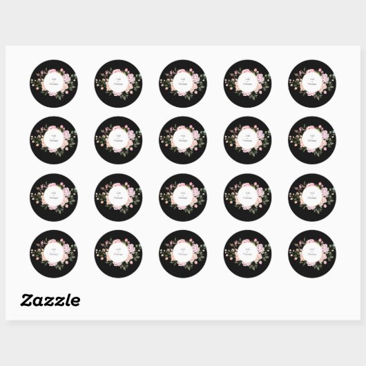  Zwarte Floral Sticker (Vel)