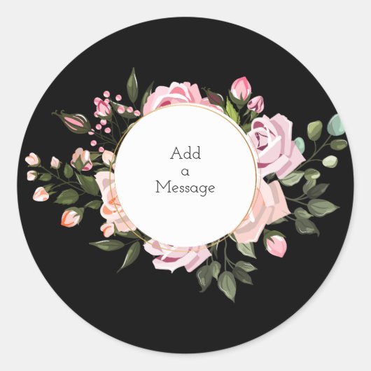  Zwarte Floral Sticker (Voorkant)