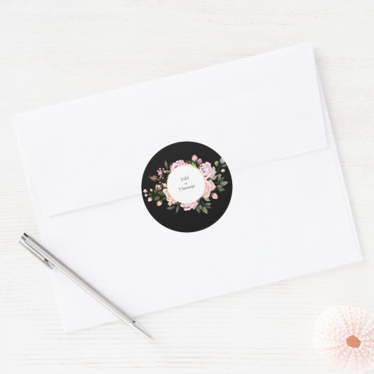  Zwarte Floral Sticker (Envelop)