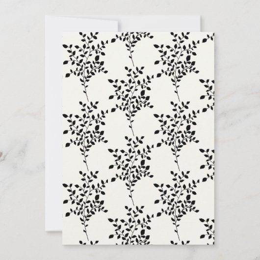 Zwarte Floral Wedding Invitations Kaart (Achterkant)