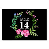 Zwarte Floral Wedding Table Number Kaart (Achterkant)