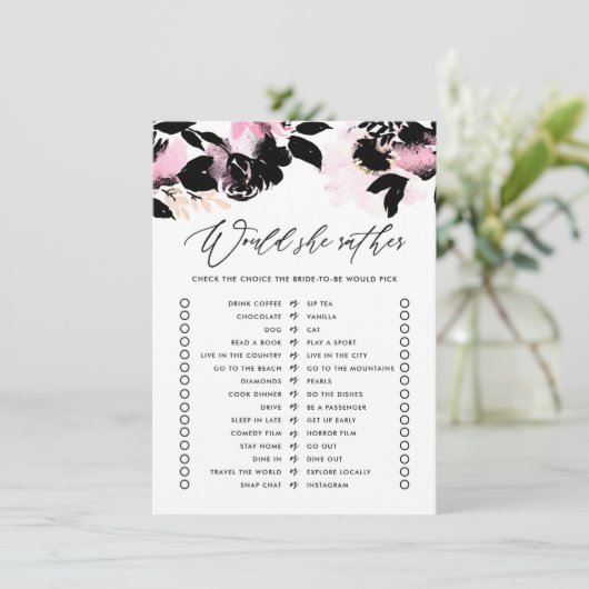 Zwarte Floral zou ze een beter Vrijgezellenfeest s Informatiekaartje (Staand voorkant)