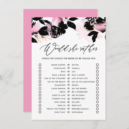 Zwarte Floral zou ze een beter Vrijgezellenfeest s Informatiekaartje (Voorkant / Achterkant)