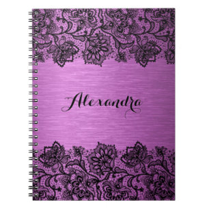 Zwarte  florale metalen achtergrond notitieboek