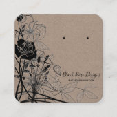 zwarte florale oorkaart vierkante visitekaartje (Voorkant)