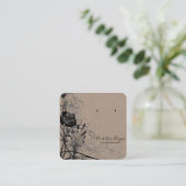 zwarte florale oorkaart vierkante visitekaartje (Staand voorkant)