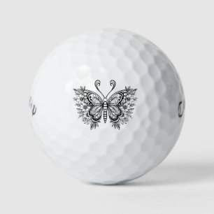 Zwarte florale vlinder golfballen