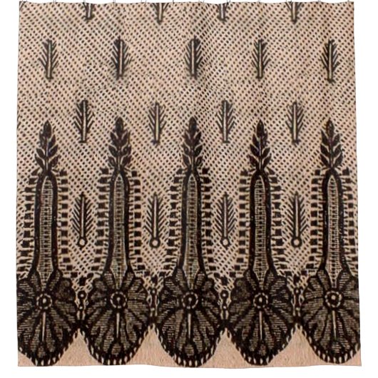 zwarte florvormige maasafdruk douchegordijn (Voorkant)