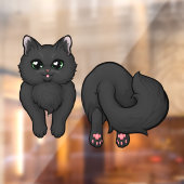 Zwarte Fluffy Kitty Achterwerk Raamsticker (Vel 2)