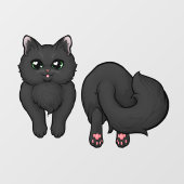 Zwarte Fluffy Kitty Achterwerk Raamsticker (Vel)
