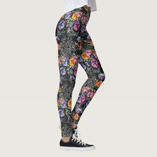 Zwarte fluitwerpbeenderen - Modes van de schedel Leggings (Rechts)