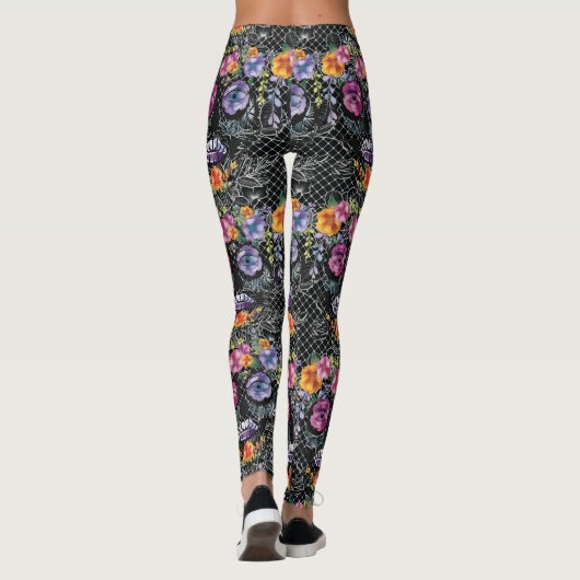 Zwarte fluitwerpbeenderen - Modes van de schedel Leggings (Achterkant)