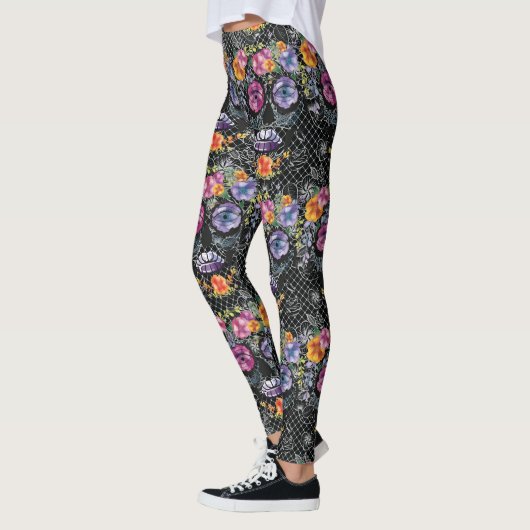Zwarte fluitwerpbeenderen - Modes van de schedel Leggings (Links)