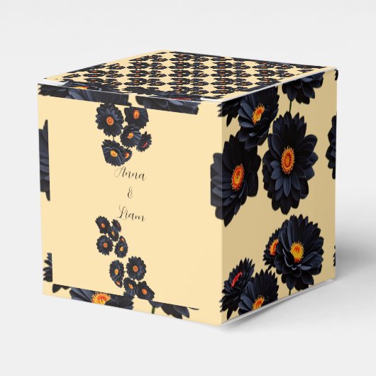 Zwarte fluweel bloemen  bedankdoosjes (Voorkant Zijde)