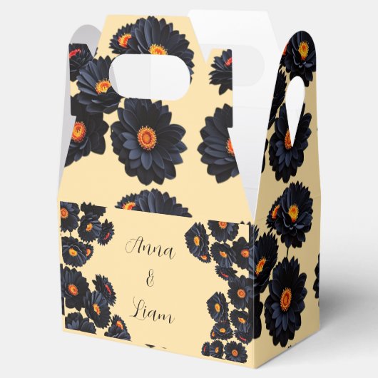 Zwarte fluweel bloemen Favor Box Bedankdoosjes (Geopend)