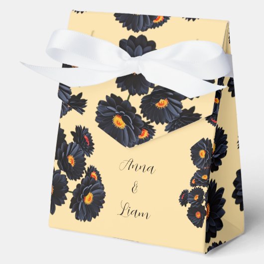 Zwarte fluweel bloemen Favor Box Bedankdoosjes (Voorkant)