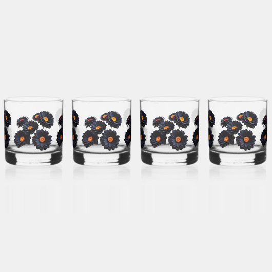 Zwarte fluweel bloemen whisky glas (Links)