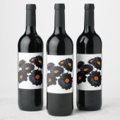 Zwarte fluweel bloemen wijn etiket (Flessen)