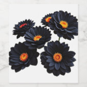 Zwarte fluweel bloemen wijn etiket (Enkel label)