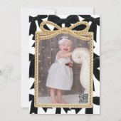 Zwarte Fluwelen Boog Elegante 1e Verjaardag Kaart (Achterkant)