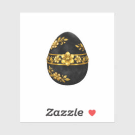 Zwarte Fluwelen Gouden Bloemengebonden Paasei Sticker